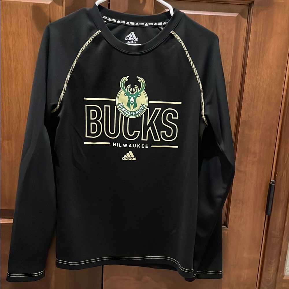 Adidas Milwaukee Bucks Black Long Sleeve Shirt
